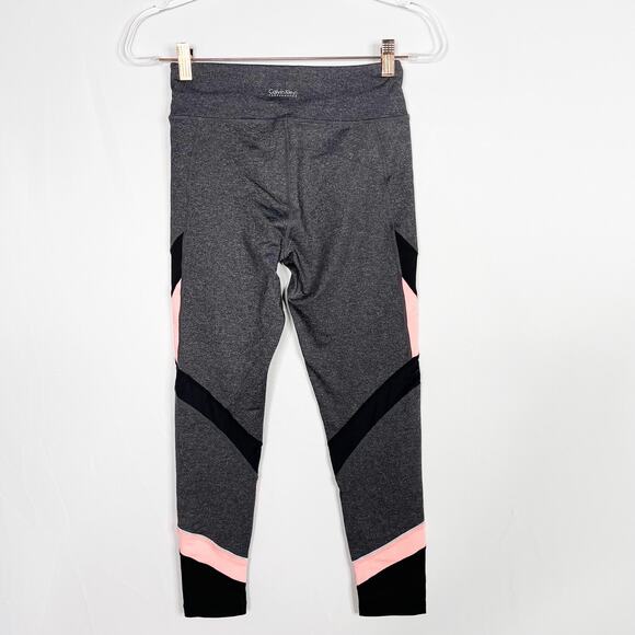 Calvin Klein Performance Colorblock Leggings Womens Small S Heather Gray Pink - Picture 2 of 11